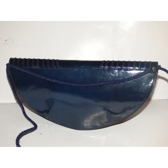 Fendi Navy Leather Stylized Fan 2-way Crossbody or Clutch - Picture 3 of 11